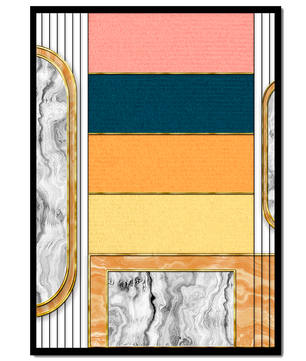 Abstract Geometric Art with Gold and Marble Accents