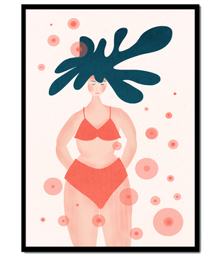 Abstract Illustration of a Woman in Swimwear with Creative Hair Design - Mi tienda