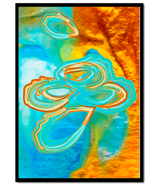 Abstract vibrant swirls in blue and orange colors