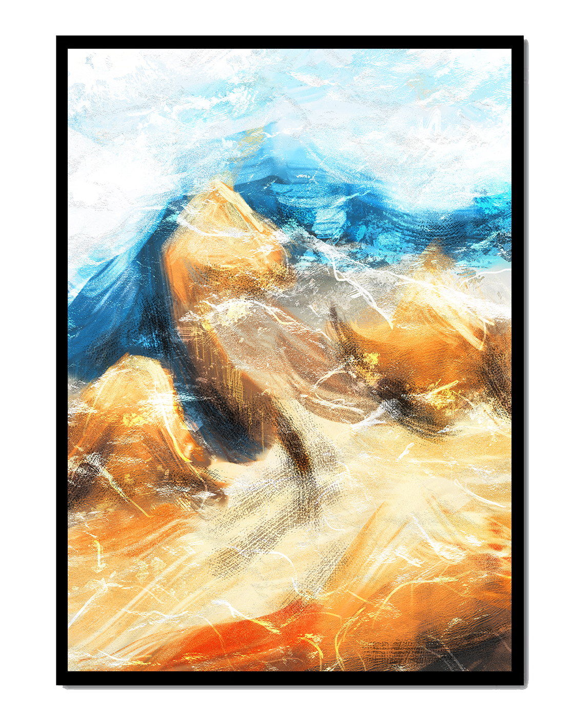 Abstract Mountain Landscape with Gold Elements