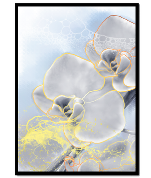 Delicate floral art with gold accents and abstract background