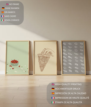 Trio d’affiches d’art moderne sur la nourriture