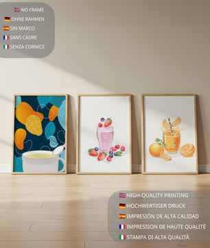 Ensemble d'illustrations de boissons fruitées colorées sans cadre