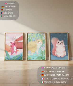 Ensemble d’illustrations de chats dans un style artistique moderne