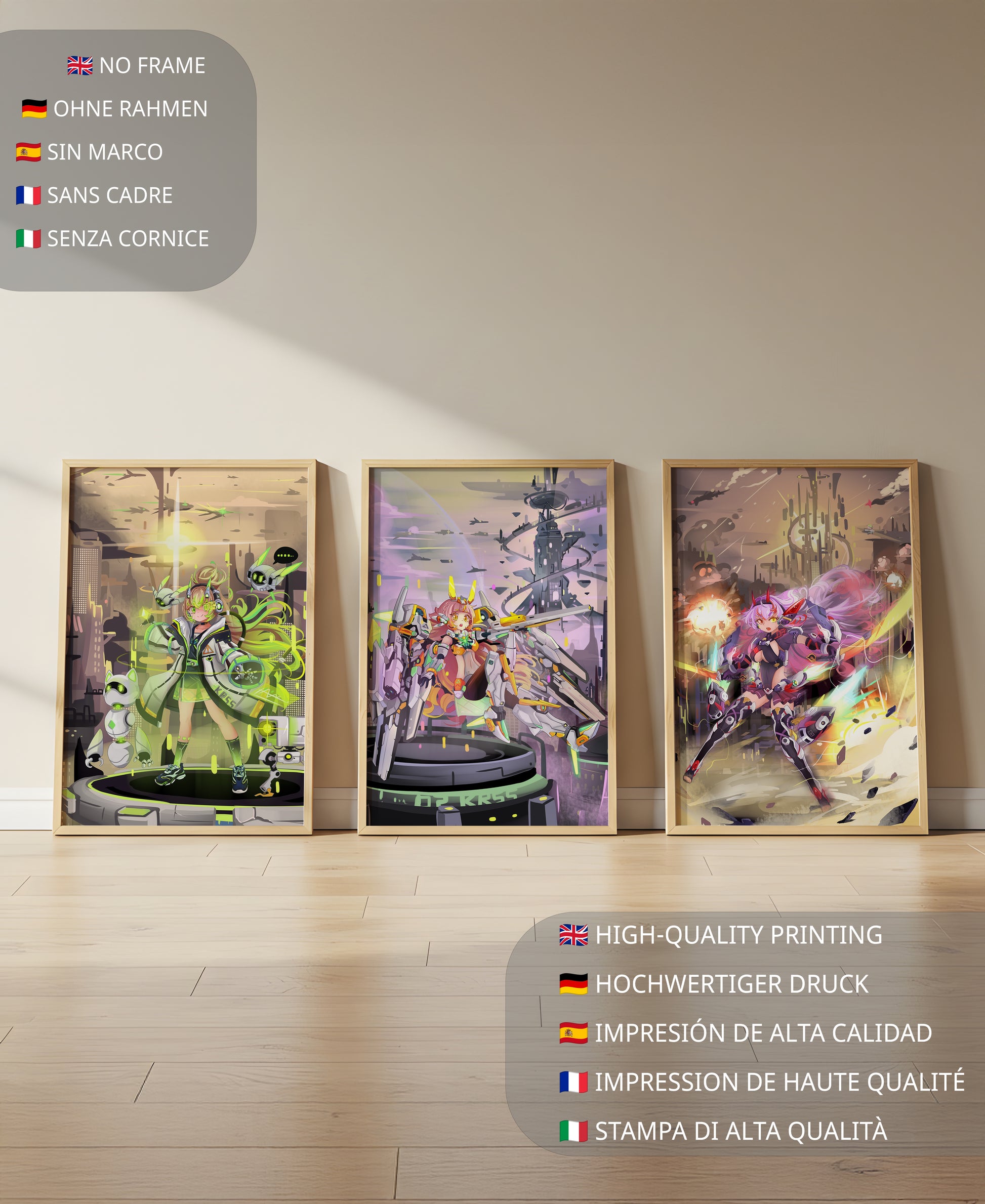 Impressions artistiques de personnages dans le style cyberpunk