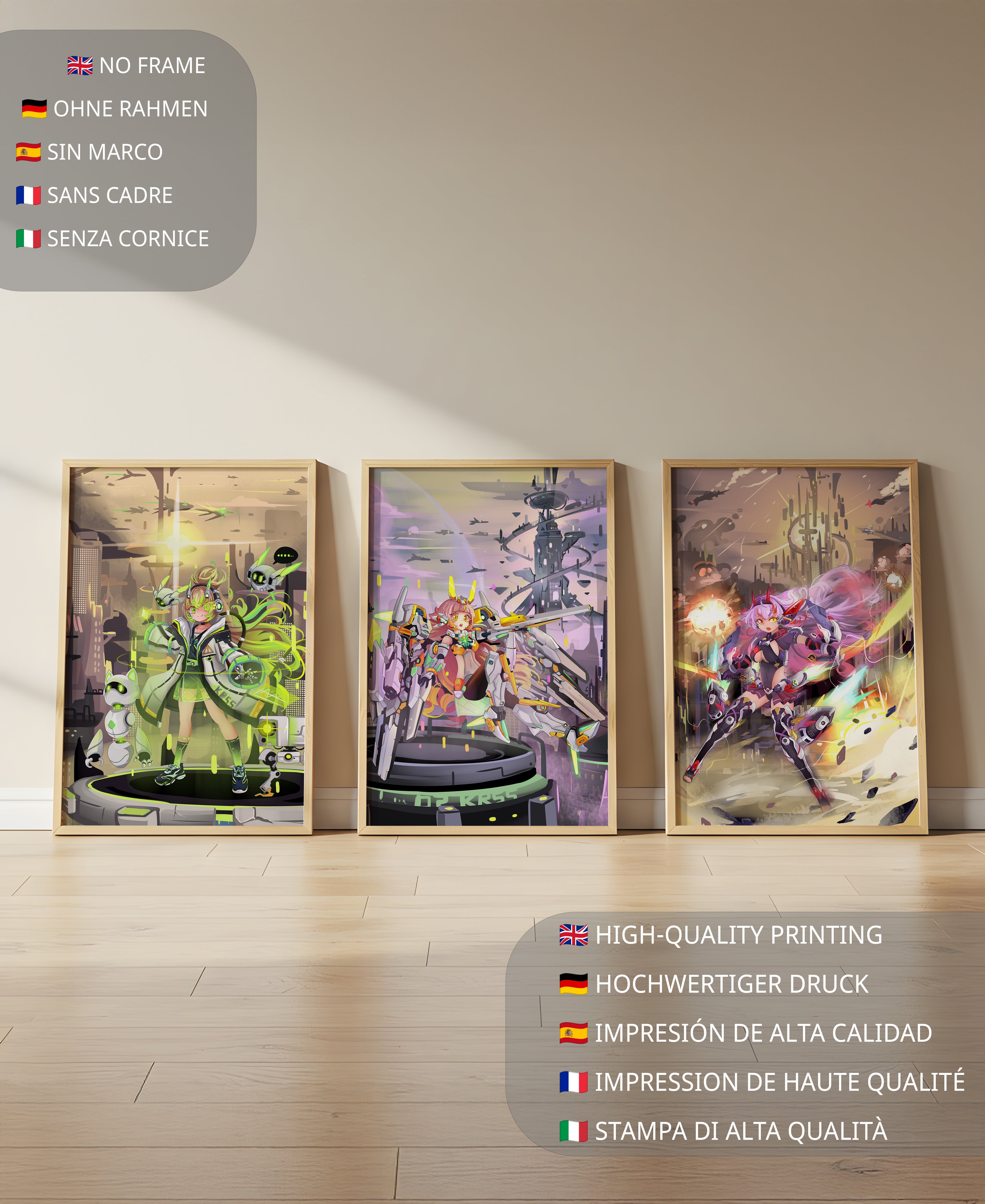 Impressions artistiques de personnages dans le style cyberpunk