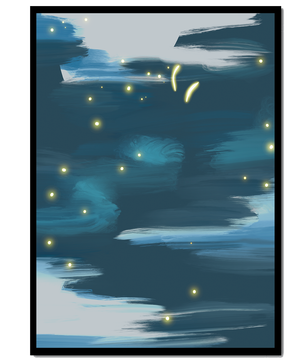 Ciel nocturne abstrait avec des éléments lumineux