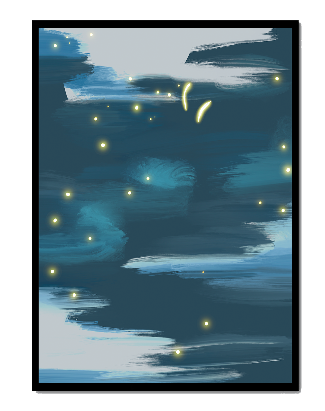 Abstract Night Sky With Glowing Elements