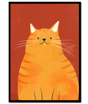Playful orange cat illustration with a warm rustic background - Mi tienda