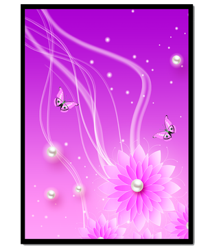 Design floral violet rêveur avec des papillons et des perles