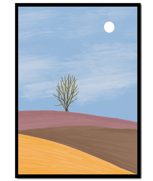 Serene Landscape with Lone Tree and Elegant Horizon
