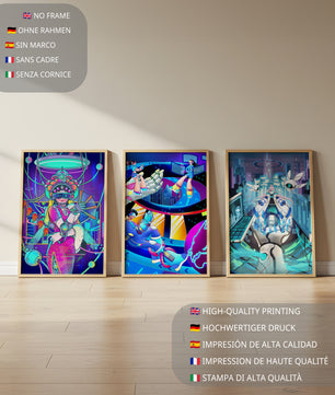 Œuvres d’art de science-fiction au design futuriste et aux couleurs vives
