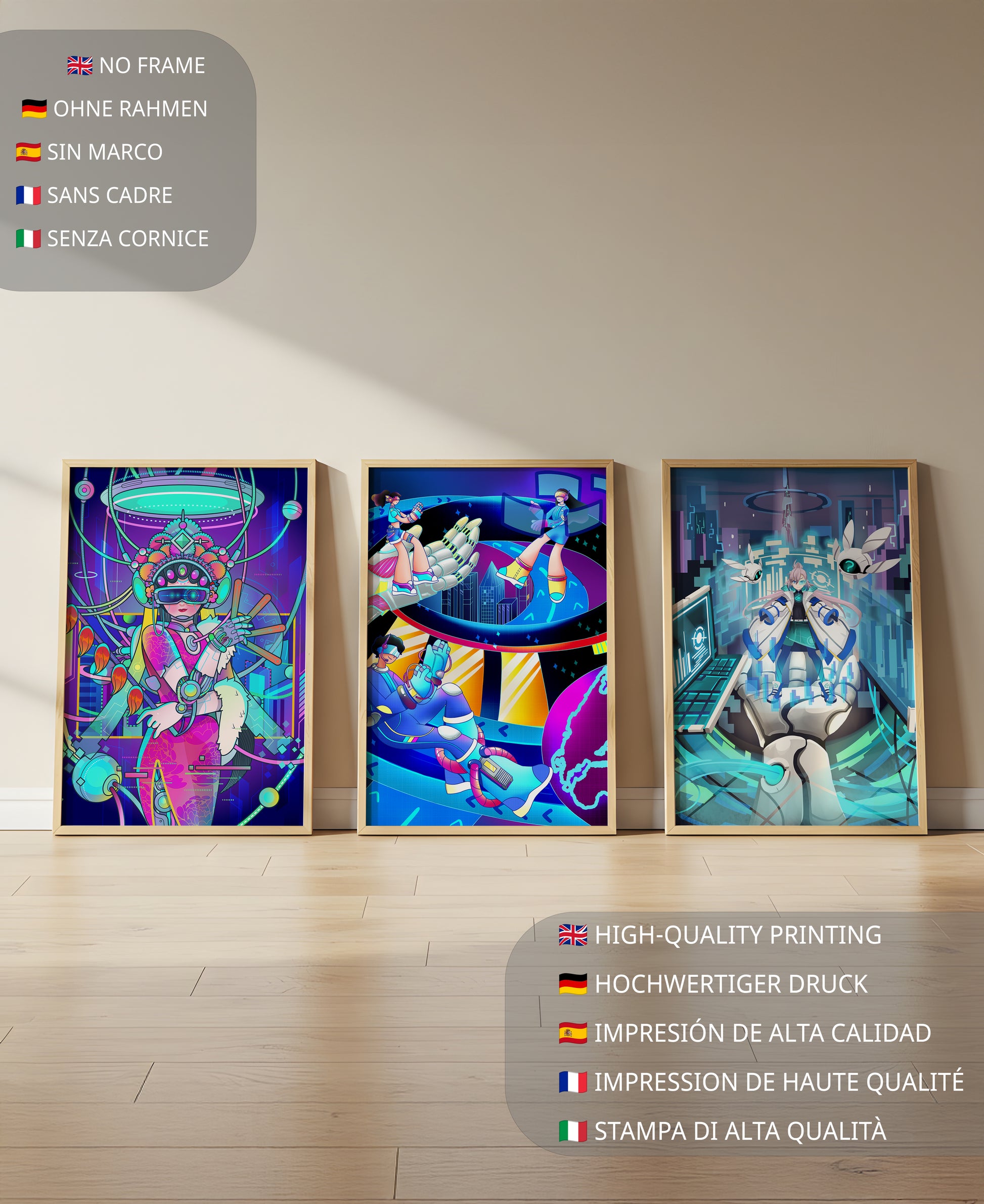 Obras de Arte de Ciencia Ficción con Diseño Futurista y Colores Vivos