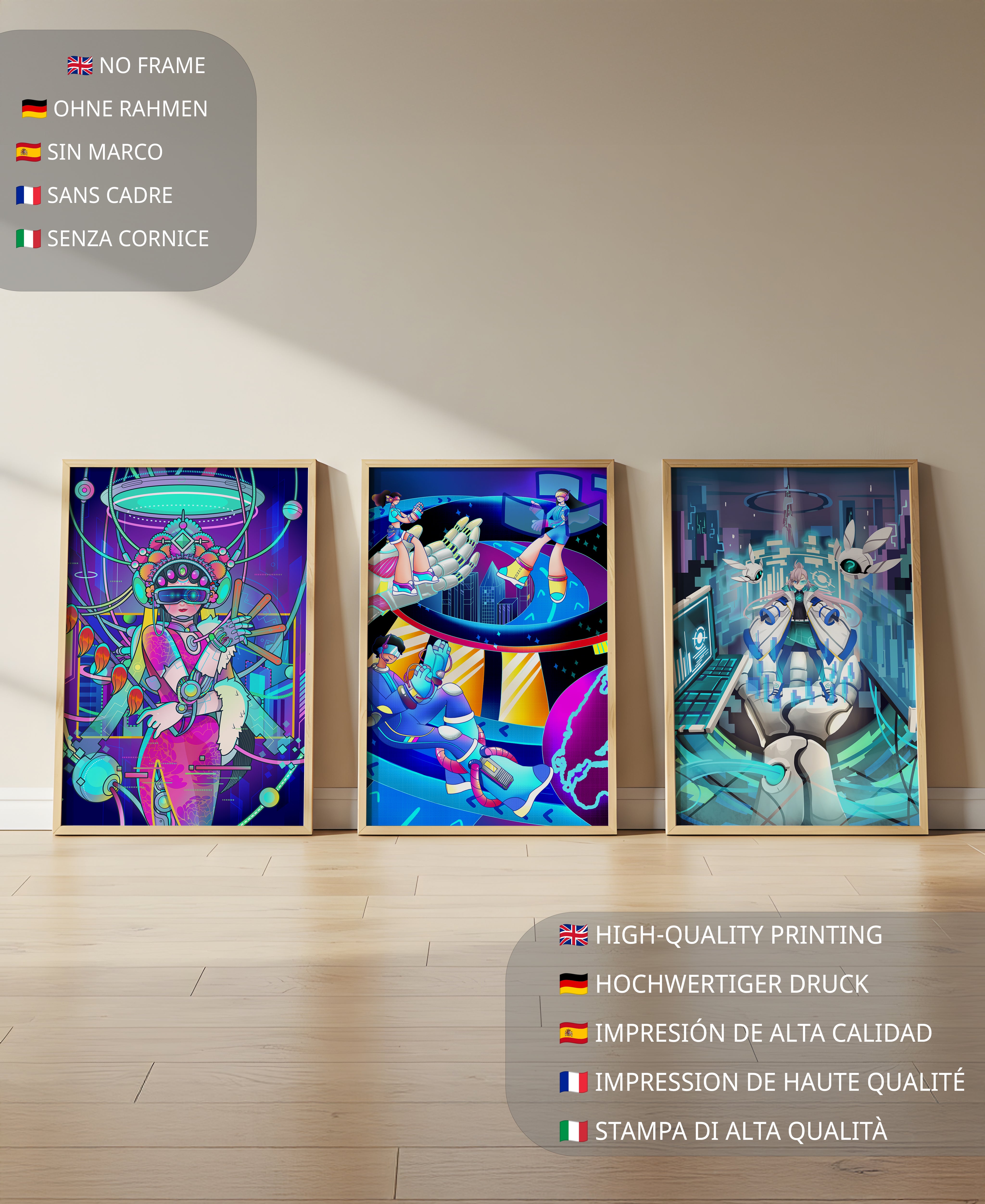 Obras de Arte de Ciencia Ficción con Diseño Futurista y Colores Vivos