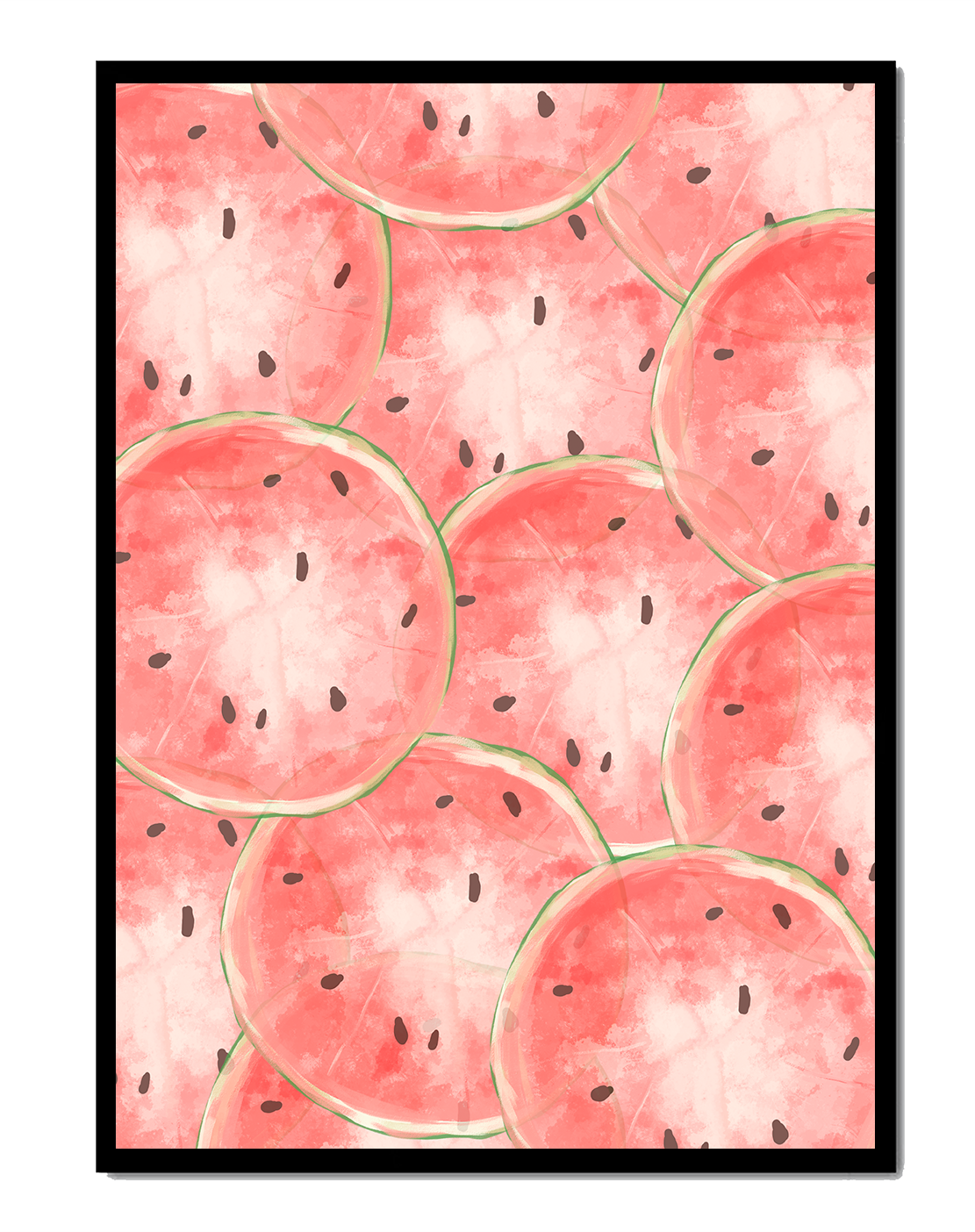 Watercolor watermelon slice pattern full of vibrant summer vibes