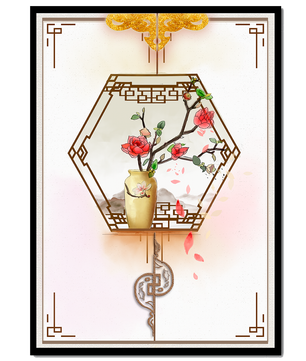 Design floral élégant avec vase et accents dorés