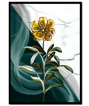 Elegant floral design with gold accents on abstract background