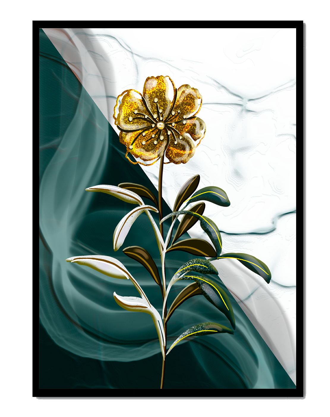 Elegant floral design with gold accents on abstract background