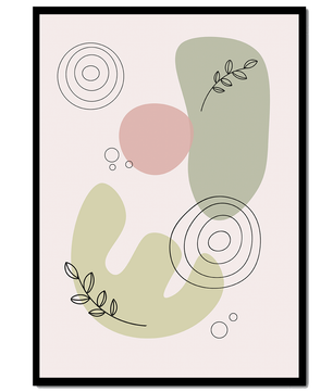 Abstract shapes and leaves in minimalistic design