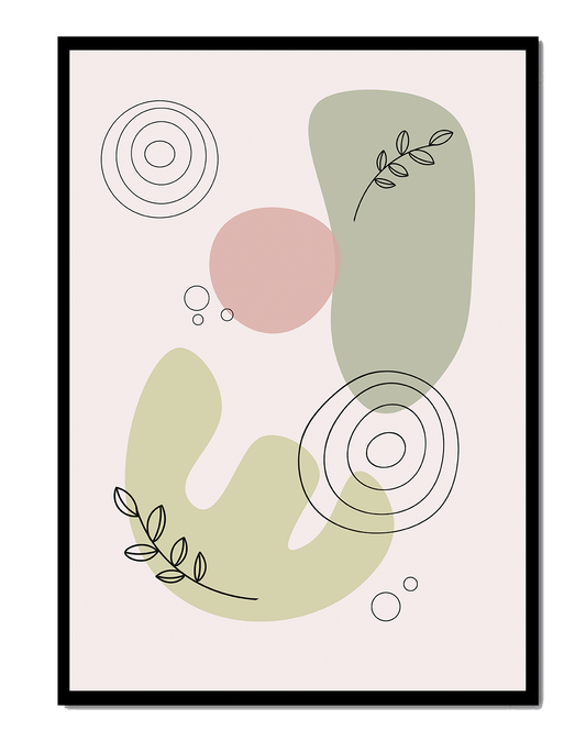 Abstract shapes and leaves in minimalistic design
