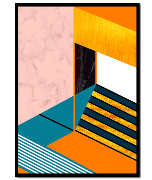 Abstraktes geometrisches Design mit Marmor- und Goldtexturen