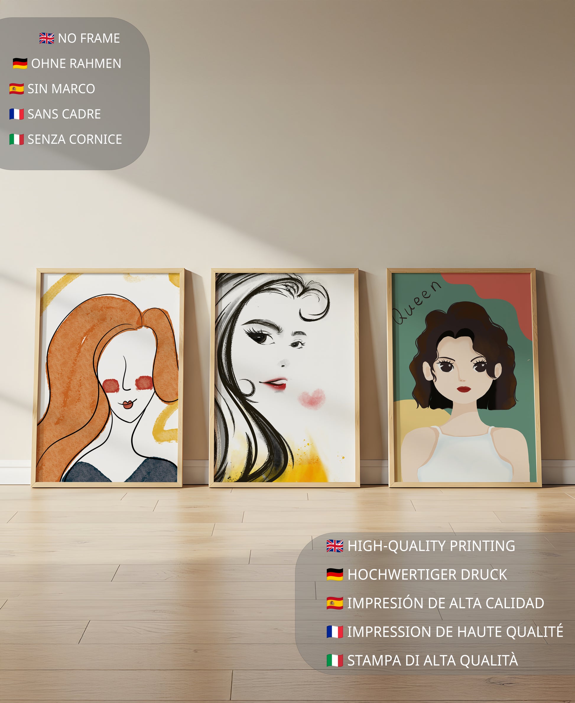 Portraits artistiques modernes en impression de haute qualité