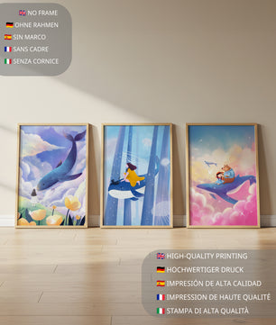 Images illustratives avec des animaux marins et des figures humaines