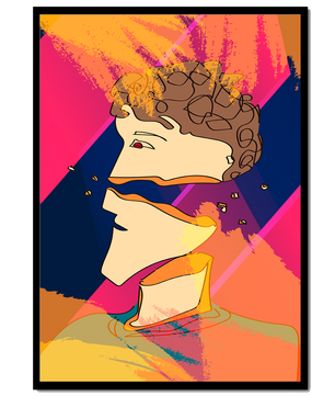 Colorful Abstract Portrait with Geometric and Golden Elements - Mi tienda