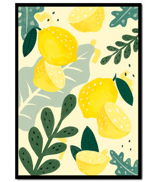 Vibrant lemon and leaf pattern design for home decor