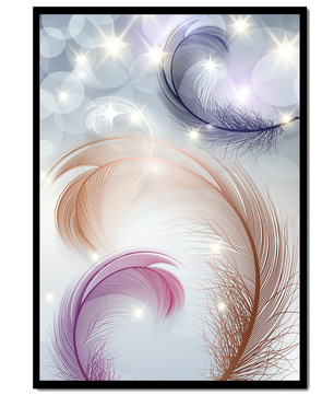 Elegant abstract feather design with sparkles and soft colors