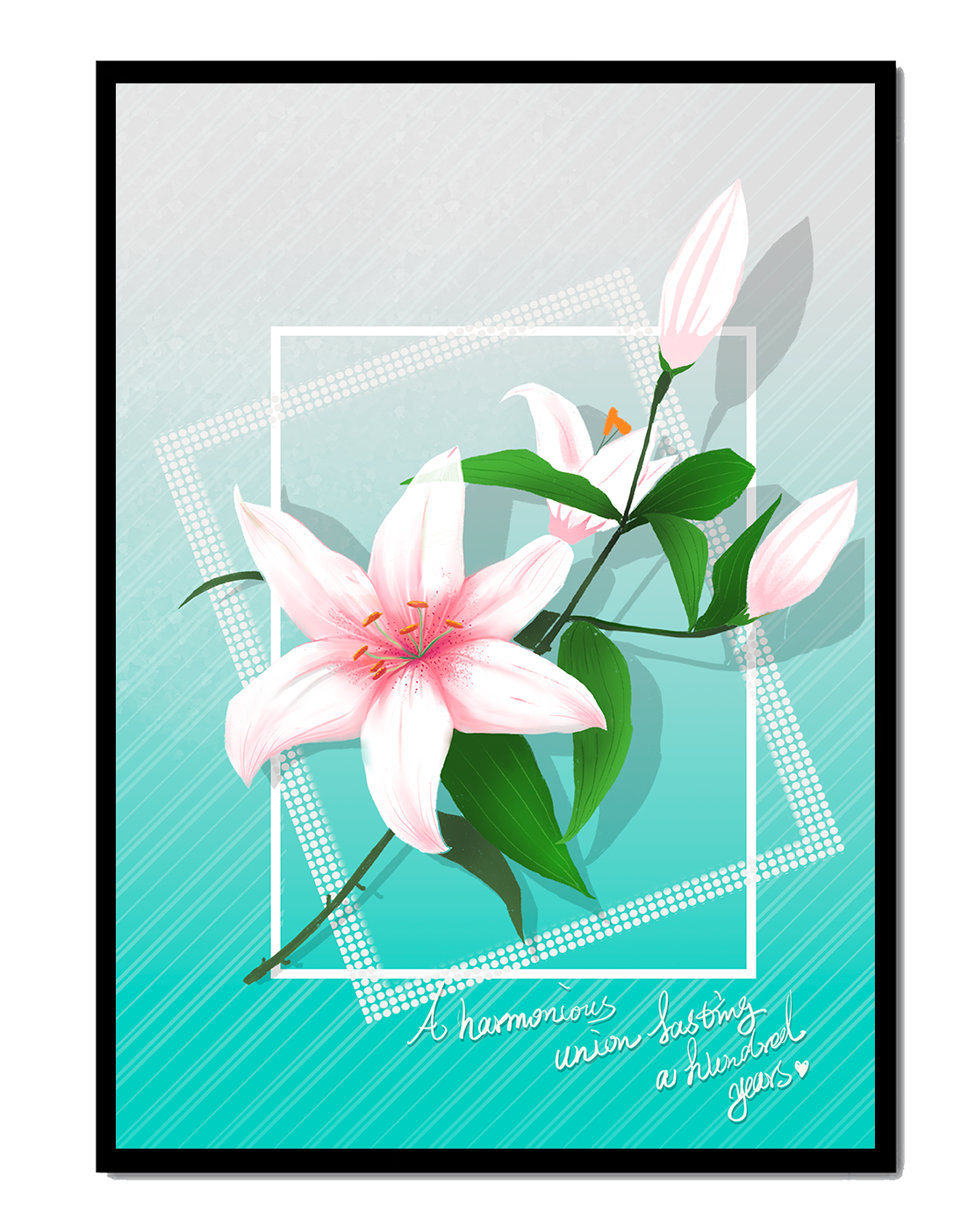 Elegant floral design with pink lilies and modern accents