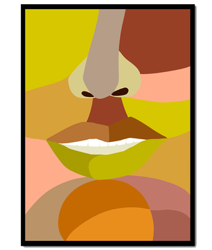Retrato abstracto colorido con formas geométricas audaces