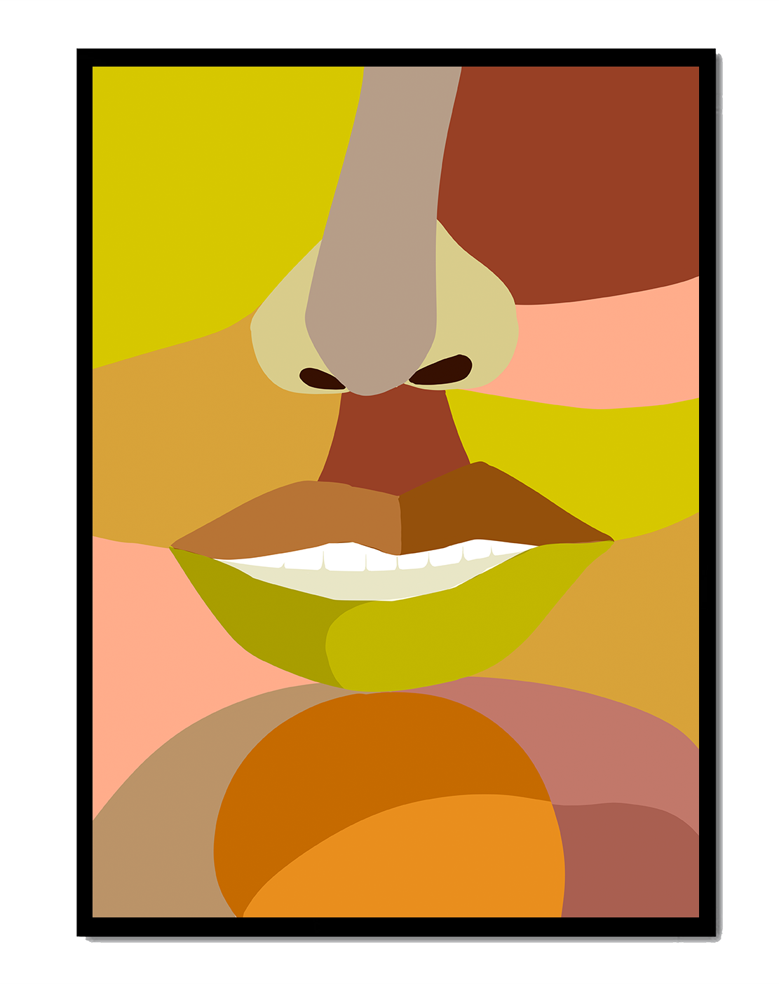Retrato abstracto colorido con formas geométricas audaces