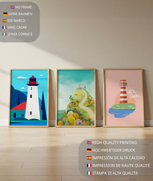 Ensemble d’Impressions d’Art à Motifs de Phare Sans Cadre