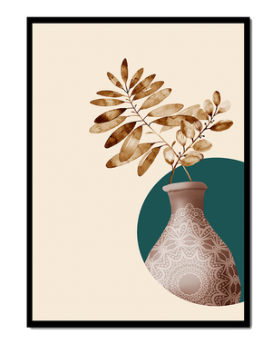 Elegant Botanical Illustration With Mandala Vase - Mi tienda