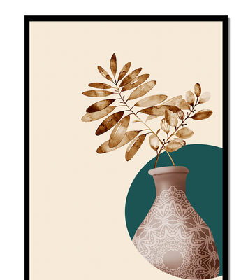 Elegant Botanical Illustration With Mandala Vase