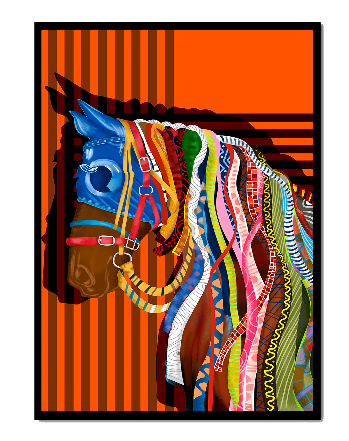 Colorful abstract horse art with intricate patterns