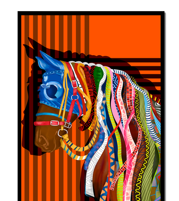 Colorful abstract horse art with intricate patterns