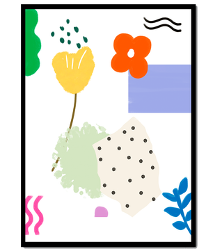 Abstraktes Blumendesign mit bunten geometrischen Formen