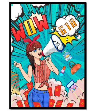 Vibrant Pop Art Style Shopping Experience with Retro Influences