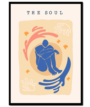 Contemplative Abstract Human Figure with Vibrant Colors and Bold Lines - Mi tienda
