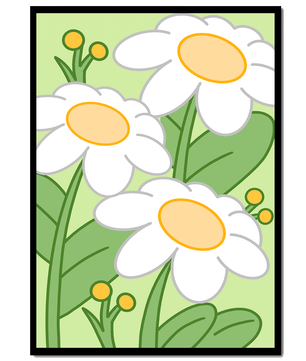 Charming illustrated daisies on a green background