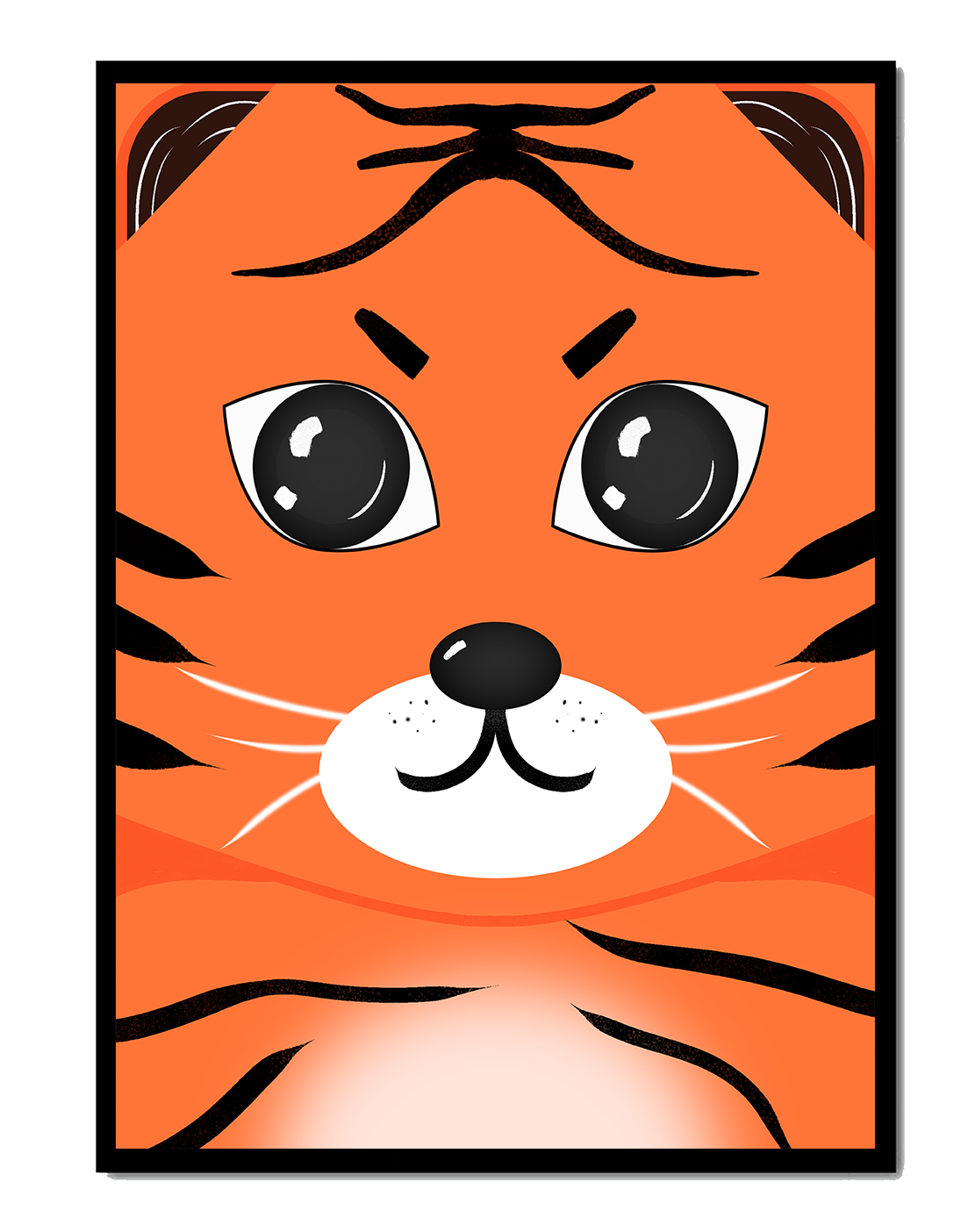 Adorable tiger face illustration with bold features