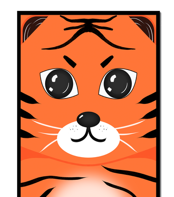 Adorable tiger face illustration with bold features