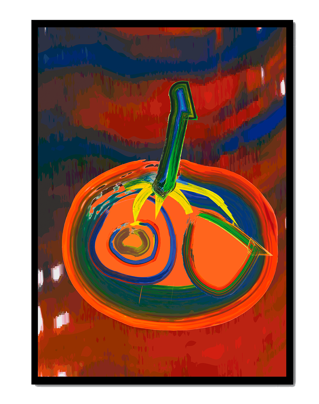 Cuadro abstracto con colores vibrantes y un diseño atrevido.