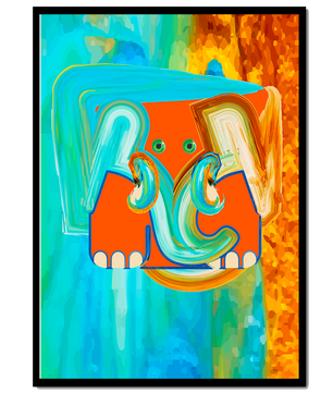Pintura abstracta colorida de un elefante con tonos vibrantes y pinceladas artísticas