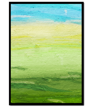 Paisaje abstracto con cielo azul y campos verdes
