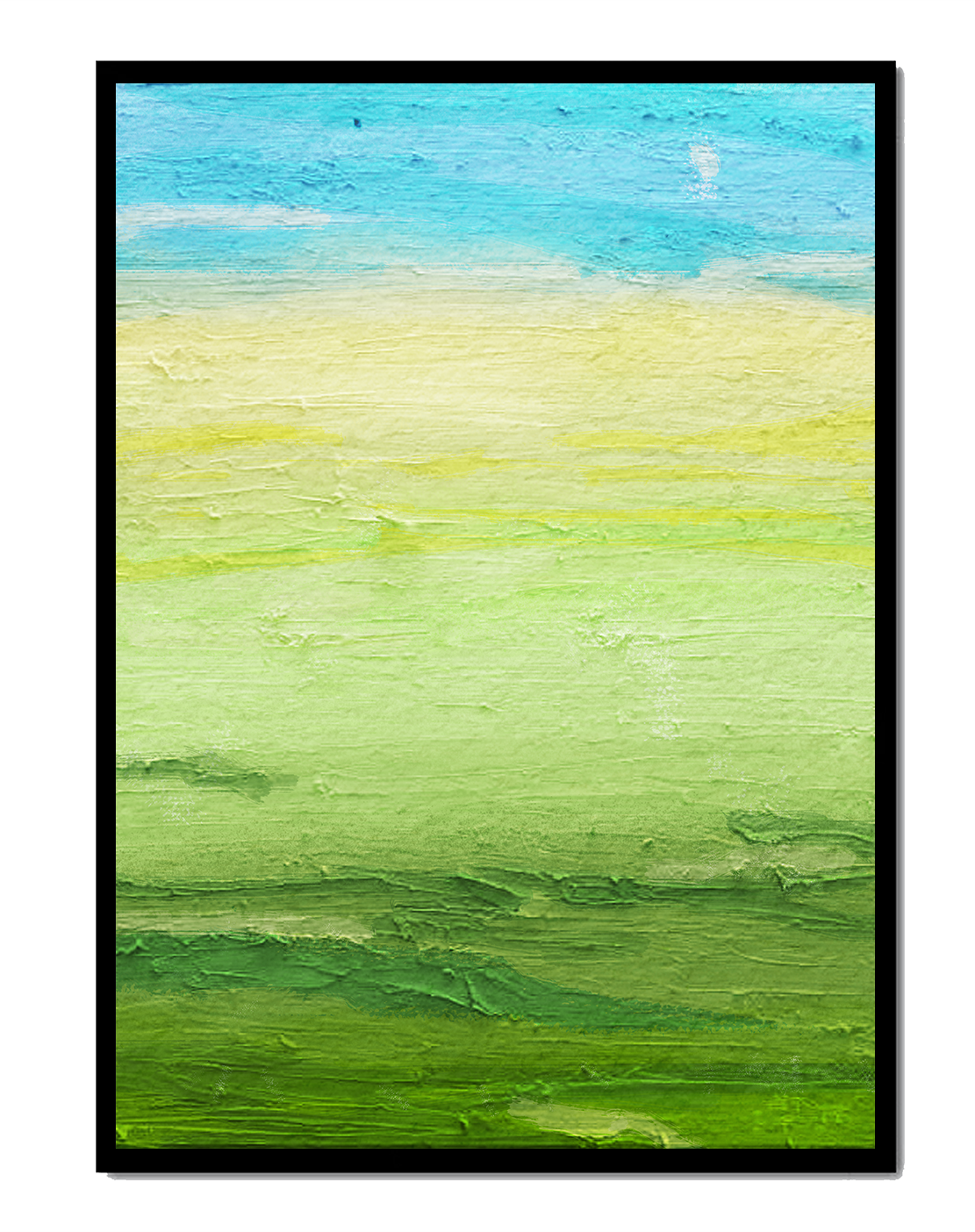 Abstract Landscape with Blue Sky and Green Fields