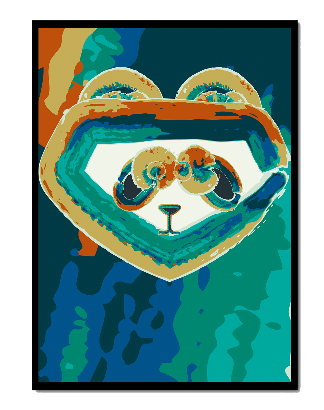 Art abstrait coloré de panda avec des motifs vibrants