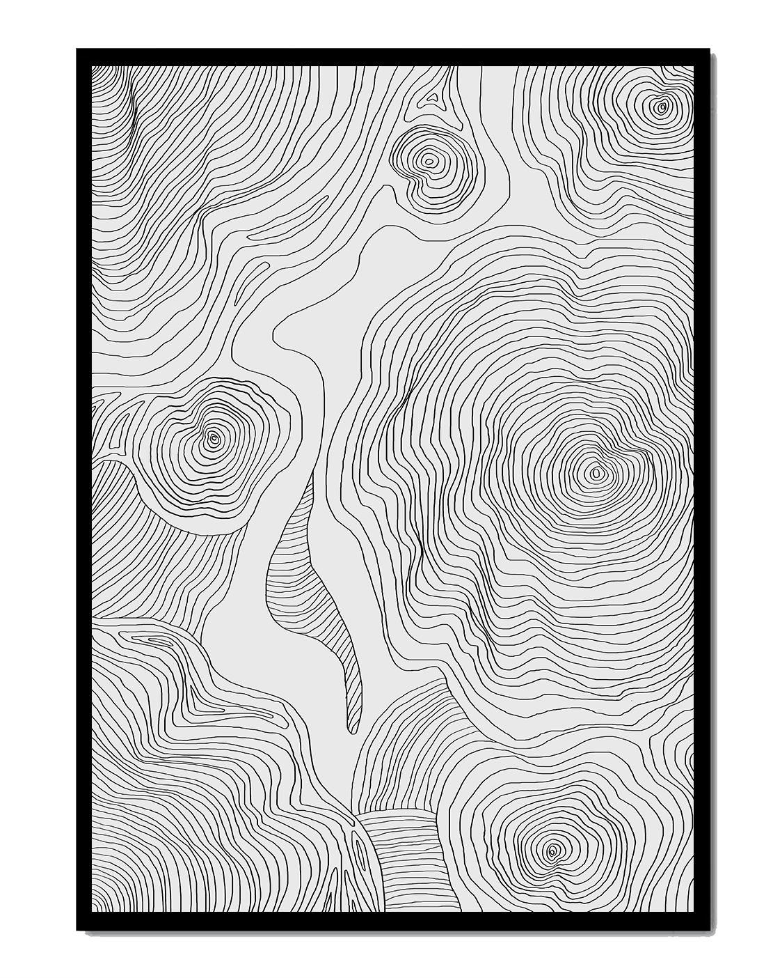 Art linéaire topographique abstrait avec des motifs tourbillonnants